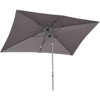 Sombrilla De Aluminio Y Poliéster 2x3m, Parasol Inclinado Con Manivela, Mástil Aluminio 38mm (gris)