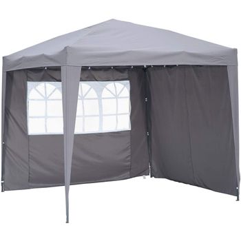 Cenador Pop-up Plegable 2.5 * 2.5m Con 2 Lados De Telas, Gazebo Con Bolsa De Transporte (gris)