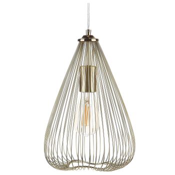 Lámpara Colgante De Metal Con Pantalla De Jaula De Alambre Cobrizo Diseño Industrial Conca - Dorado