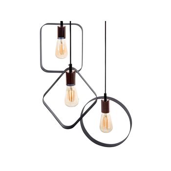 Lámpara Colgante De 3 Luces Geométrica Minimalista Negra Vomano - Negro