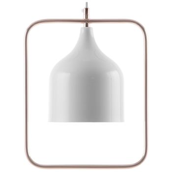 Lámpara De Techo De Metal Blanco 121 Cm Colgante Estructura De Cobre Industrial Mavone - Blanco