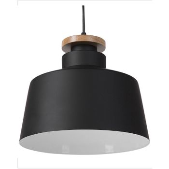 Lámpara Colgante Negra Con Pantalla Geométrica De Tambor De Aluminio Blanco De Diseño Moderno Danube - Negro