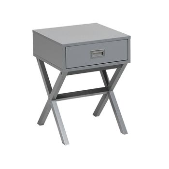 Mesita De Noche Cajón De Almacenamiento Superior Rectangular Gris Patas De Madera Estilo Escandinavo Monroe - Gris