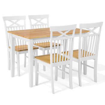 Conjunto De Comedor Blanco Para 4 Personas 120x75 Cm Houston