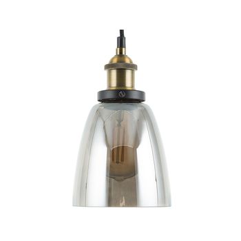 Lámpara Colgante Industrial De Vidrio Ahumado De Metal Latón Parma - Transparente