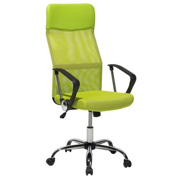 Silla De Oficina Reclinable De Malla Verde Lima Negro Plateado Giratoria Ajustable Design - Verde