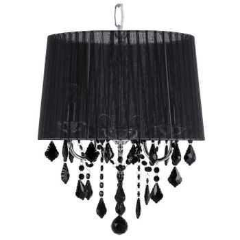 Lámpara De Techo Negra 120 Cm 3 Luces Pantalla Tambor Evans - Negro