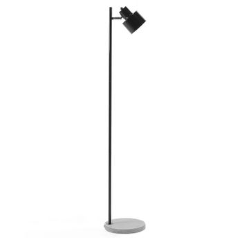 Lámpara De Pie De Metal Negro 149 Cm Con Base De Hormigón Pantalla Ajustable Corbones - Negro