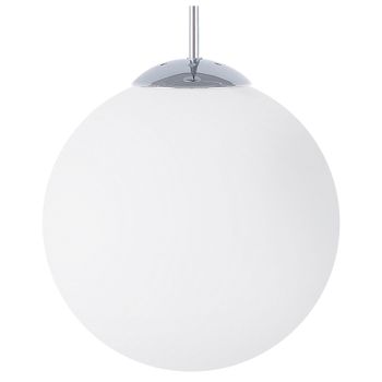 Lámpara Colgante De Cristal Blanco Con Elementos Plateados En Forma De Globo Grande 1 Luz Moderna Barrow L - Blanco