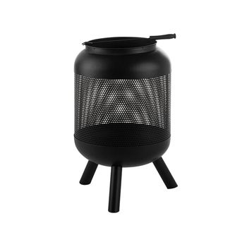 Pozo De Fuego Chimenea De Acero Negro Forma De Tambor Para Jardín Veer - Negro