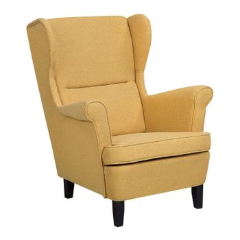 Sillón Orejero De Poliéster Amarillo Reposabrazos Enrollados Retro Abson - Amarillo