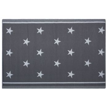 Alfombra De Exterior De Material Sintético Gris 120 X 80 Cm Patrón De Estrellas Ecológica Moderna Latur - Gris