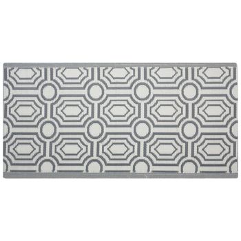 Alfombra De Exterior Sintética Estera Gris 90 X 180 Cm Patrón Geométrico Ecológica Moderna Bidar - Gris