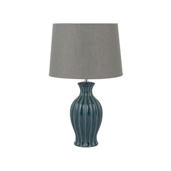 Lámpara De Mesa De Cerámica Verde 59 Cm Pantalla Clásica Redonda Marrón Grisáceo Samina - Gris