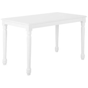 Mesa de comedor extensible de madera de caucho clara/blanco 120/160 x 75 cm  LOUISIANA 