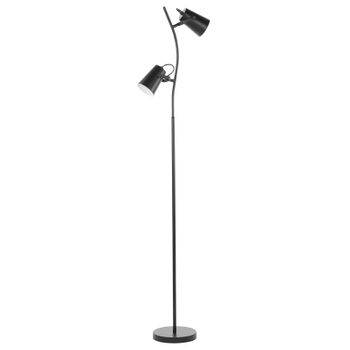 Lámpara De Pie De Metal Negro 149 Cm 2 Luces Lámpara De Salón Con Pantalla Doble Flint - Negro