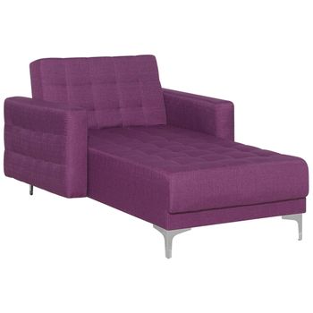 Chaise Longue De Poliéster Violeta Plateado Acolchado Reclinable Sala De Estar Aberdeen - Violeta