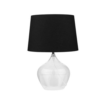 Lámpara De Mesa Transparente De Vidrio Negro 45 Cm Pantalla Redonda Estilo Contemporáneo Osum - Negro