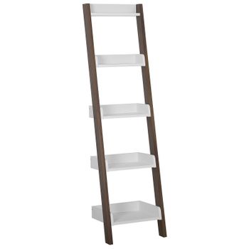 Estantería Blanca Madera Oscura 5 Niveles Librería Inclinada Moderno Contemporáneo Mobile Duo - Blanco