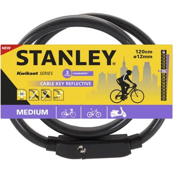 Stanley 751741161 Candado Bicicletas Reflectante - Ø12x1200mm