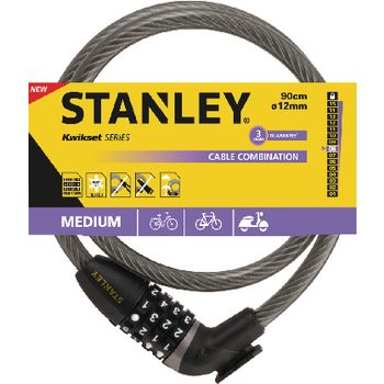 Stanley 751755205 Candado Bicicletas Combinación - Ø12x900mm