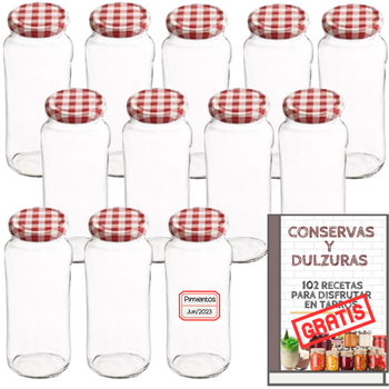 12 Tarros de cristal con tapa de rosca de 140 ml. + Ebook de 102