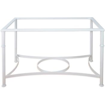 Mesa De Forja Clásica Santaella, Ideal Mesa Camilla . Color Blanca Regulable En Dos Alturas,  Con Aro. (120 X 70 X 72  Alta-52 Baja)