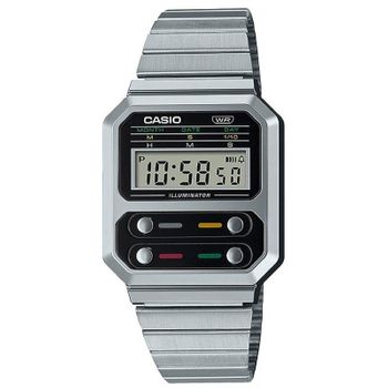 Reloj Digital Casio Vintage Iconic A100we-1aef/ 40mm/ Plata Y Negro