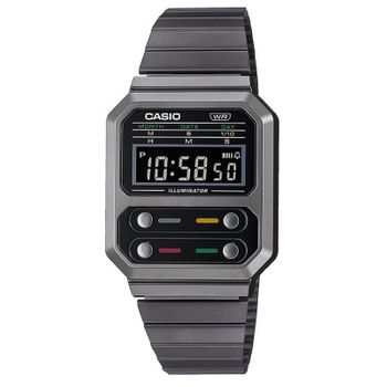 Reloj Digital Casio Vintage Iconic A100wegg-1aef/ 40mm/ Gris Y Negro