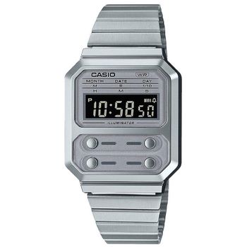 Reloj Digital Casio Vintage Iconic A100we-7bef/ 40mm/ Plata