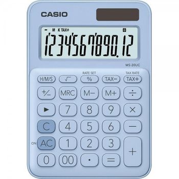 Casio Calculadora De Oficina Sobremesa Azul Claro 12 Digitos Ms-20uc