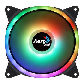 Aerocool Duo14, Ventilador 140mm, Argb Led Dual Ring, Antivibración, 6 Pines