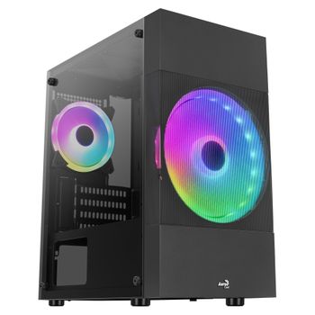 Aerocool Atomiclite V1, Caja Gaming Micro-atx, Frontal Mesh+2 Ventiladores Frgb, Negro