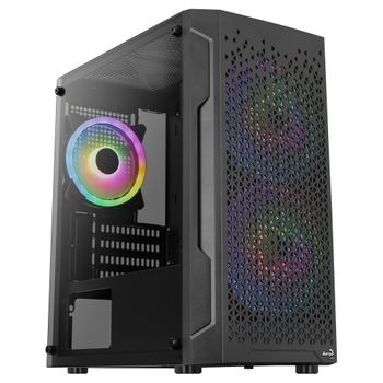 Aerocool Trinityminibkv2, Caja Micro Atx, Cristal Templado, 3xventiladores Frgb, Negro