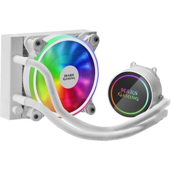 Mars Gaming Ml120w, Refrigeración Líquida, Tdp 200w, Ventilador Dual Argb, Blanco