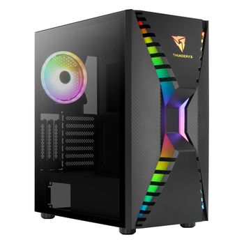 Aerocool Thunderx3 Cronusbk, Caja Gaming, Ventilador 140mm Argb, Mesh + Cristal Templado