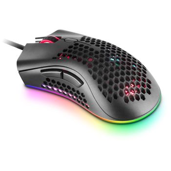 Mars Gaming Mmex Negro, Ratón Gaming Rgb, 32k Dpi, Cable Feather, Switches Ópticos