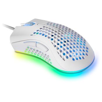 Mars Gaming Mmex Blanco, Ratón Gaming Rgb, 32k Dpi, Cable Feather, Switches Ópticos