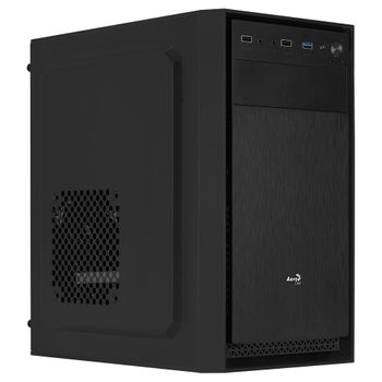 Aerocool Cs104, Caja Pc Microatx Compacta, Aluminio Pulido, Ventilador 12cm, Negro