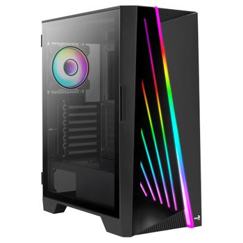 Aerocool Miragebk, Caja Pc Atx, Panel Frontal Led, Cristal Templado, Ventilador Argb 12cm