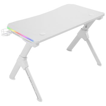 Mars Gaming Mgdrgbw, Mesa Gaming Rgb, Soporte Cascos Y Botella, 110x60cm, Blanco