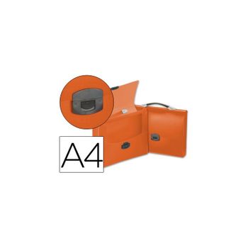 Carpeta Beautone Portadocumentos Broche 34621 Polipropileno Din A4 Naranja Transparente Con Asa