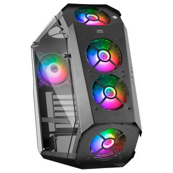 Mars Gaming Mc51, Caja Pc Gaming Atx, Doble Cristal Templado, 5xventilador Rgb, Negro