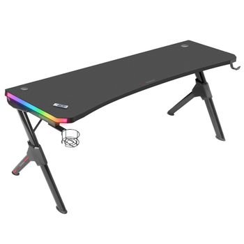 Mars Gaming Mgdxlrgb, Mesa Gaming Rgb, Soporte Cascos + Botella, 160x60cm, Negro