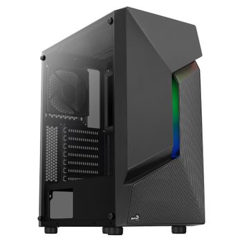 Aerocool Scapebkv1, Caja Pc Atx, Frontal Rgb Led, Cristal Templado, Ventilador 12cm, Negro