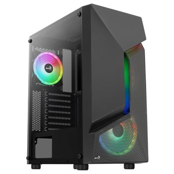 Aerocool Scapebkv3, Caja Pc Atx, Frontal Rgb Led, Cristal Templado, 3 Ventiladores Argb