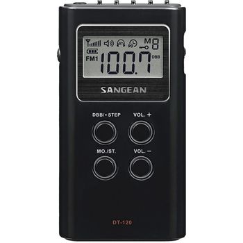Sangean Dt 120 - Radio Transistor Digital Bolsillo Portátil Con Sintonizador Pll (am - Fm) Memoria, Auriculares, Negro