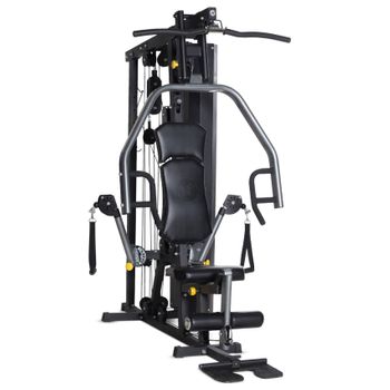 HOMCOM Multiestación Máquina de Musculación con Estribo para Piernas Placas  de Peso de 45 kg Carga Max. 110 kg para Entrenamiento Fitness en Hogar  Gimnasio 135x103x210 cm Negro
