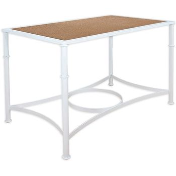 Mesa De Forja Clásica Santaella, Ideal Mesa Camilla . Color Blanca Regulable En Dos Alturas Con Tablero, Con Aro.  (120 X 70 X 72  Alta-52 Baja)