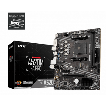 Placa Base Am4 Msi A520m-a Pro Matx/usb 3.1/hdmi/vga